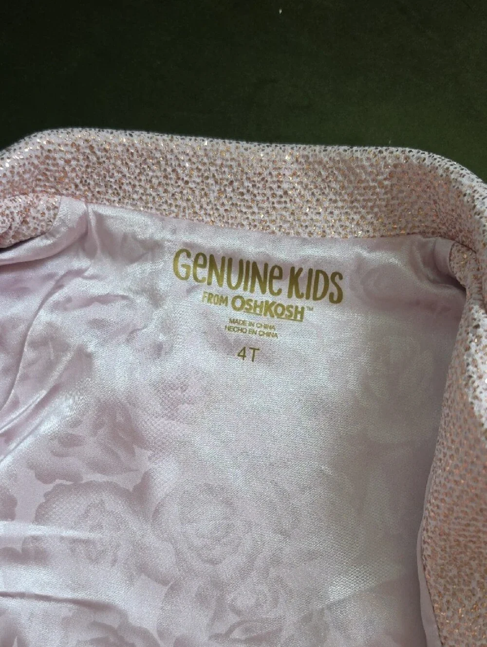 OshKosh B'gosh Light Pink And Gold Moto Jacket and Fringe Dress Set